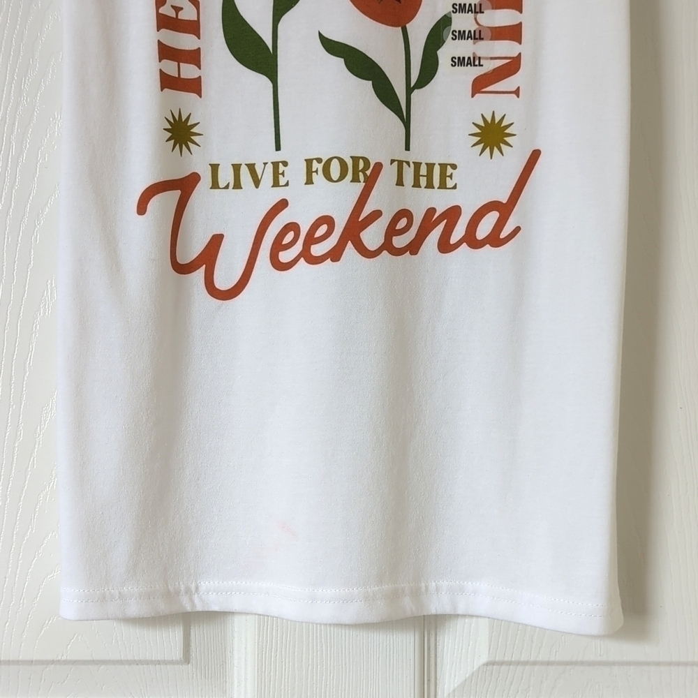 Here Comes The Sun Floral Graphic Casual Short Sleeve Crewneck T-shirt White S - Picture 6 of 11